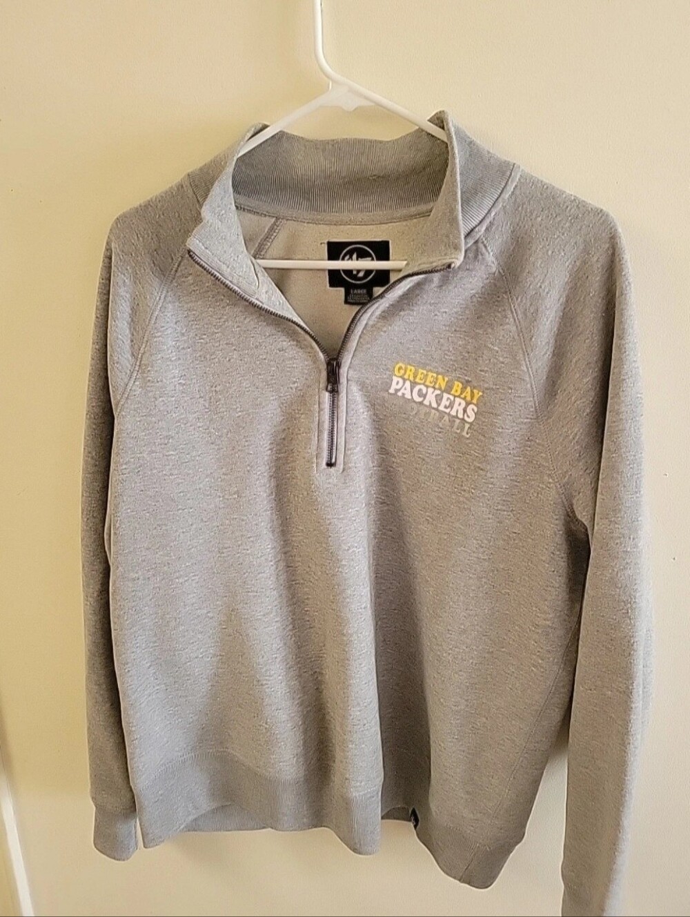 Green Bay Packers Men's Gray Quarter-Zip Pullover 47 Brand Large